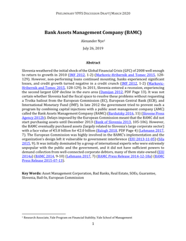 The Bank Assets Management Company (BAMC) in Slovenia