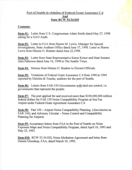 Port of Seattle in Violation of Federal Grant Assurance C.6 and State RCW 53.54.020