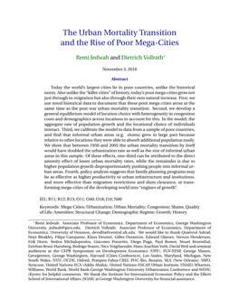 The Urban Mortality Transition and the Rise of Poor Mega-Cities