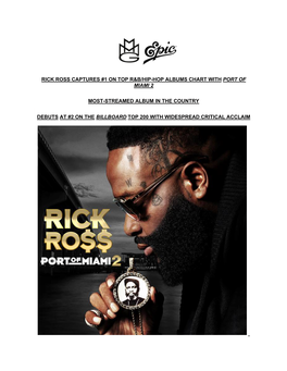 Rick Ross Captures #1 on Top R&B/Hip-Hop Albums Chart