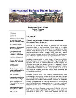 Refugee Rights News Volume 4, Issue 6 October 2008