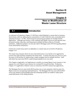 Section III Asset Management Chapter 9 New Or Modification Of