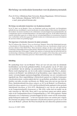 Het Belang Van Moleculaire Kenmerken Voor De Plantensystematiek