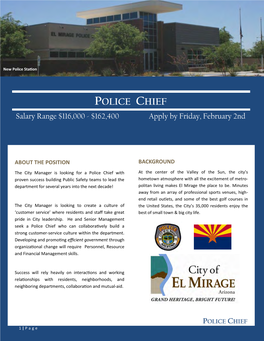 POLICE CHIEF Salary Range $116,000 - $162,400 Apply by Friday, February 2Nd