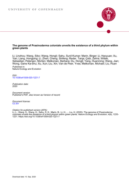 The Genome of Prasinoderma Coloniale Unveils the Existence of a Third Phylum Within Green Plants