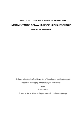 Social and Racial Dimensions of Brazilian Education