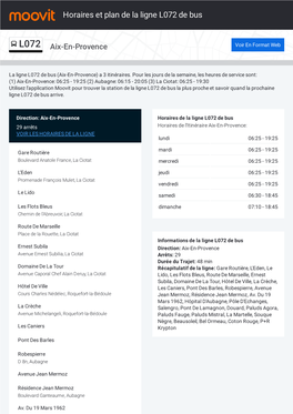 Horaires Et Trajet De La Ligne L072 De Bus Sur Une Carte