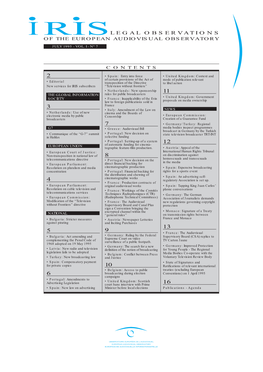 Legal Observations of the European Audiovisual Observatory