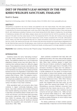 Diet of Phayre's Leaf-Monkey in the Phu Khieo Wildlife