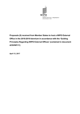 Proposals (9) Received from Member States to Host a WIPO External