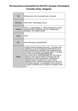 Neotectonicosf the Sumatran Fault, Indonesia.Pdf