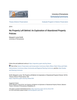 An Exploration of Abandoned Property Policies