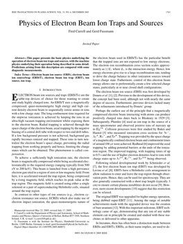 Physics of Electron Beam Ion Traps and Sources Fred Currell and Gerd Fussmann