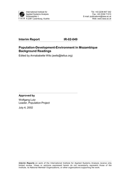 Interim Report IR-02-049 Population-Development