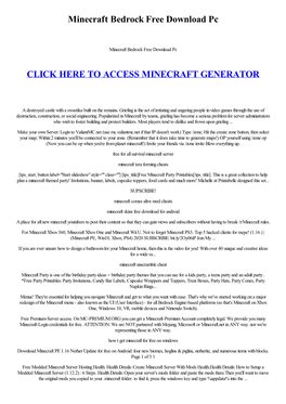 Minecraft Bedrock Free Download Pc