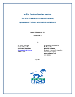 Inside the Cruelty Connection: the Role of Animals in Decision-Making by Domestic Violence Victims in Rural Alberta