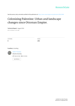 Colonizing Palestine: Urban and Landscape Changes Since Ottoman Empire