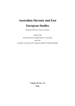 Australian Slavonic and East European Studies