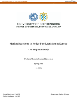 Market Reactions to Hedge Fund Activism in Europe