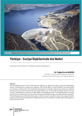 Türkiye - Suriye İlişkilerinde Asi Nehri