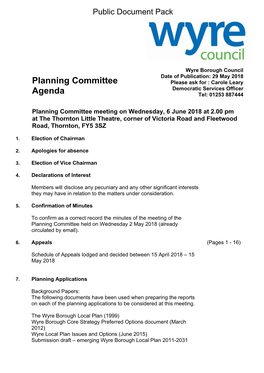 (Public Pack)Agenda Document for Planning Committee, 06/06/2018