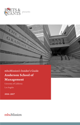 Anderson School of Management University of California Los Angeles
