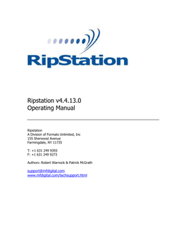 Ripstation V4.4.13.0 Operating Manual