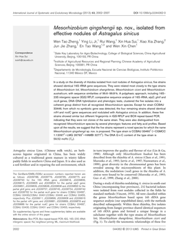 Mesorhizobium Qingshengii Sp. Nov., Isolated from Effective Nodules of Astragalus Sinicus