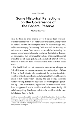 Some Historical Reflections on the Governance of the Federal Reserve