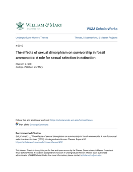 The Effects of Sexual Dimorphism on Survivorship in Fossil Ammonoids: a Role for Sexual Selection in Extinction