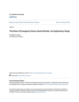 The Role of Emergency Room Social Worker: an Exploratory Study