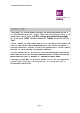 Decision Notice 28 January 2021 111 L GALS RVIC S BOARD