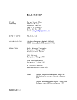 Kevin Madigan CV 082514