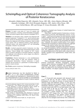 Scheimpflug and Optical Coherence Tomography Analysis of Posterior