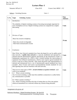 Switching Systems MEEC-512