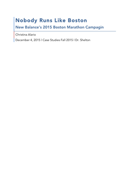 Nobody Runs Like Boston New Balance’S 2015 Boston Marathon Campagin