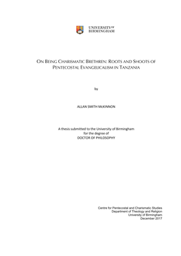 On Being Charismatic Brethren: Roots and Shoots of Pentecostal Evangelicalism in Tanzania