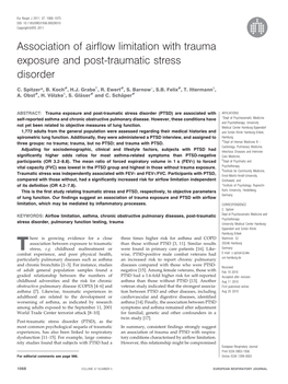 Association of Airflow Limitation with Trauma Exposure and Post-Traumatic Stress Disorder