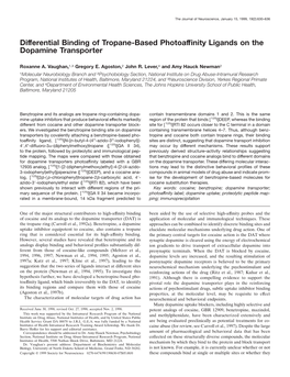 Differential Binding of Tropane-Based Photoaffinity Ligands on The