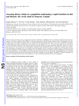 Assessing Dietary Intake in a Population Undergoing a Rapid Transition in Diet and Lifestyle: the Arctic Inuit in Nunavut, Canada