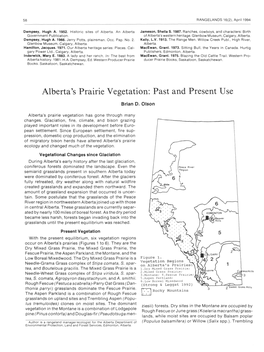 Alberta's Prairie Vegetation: Past and Present Use Brian D