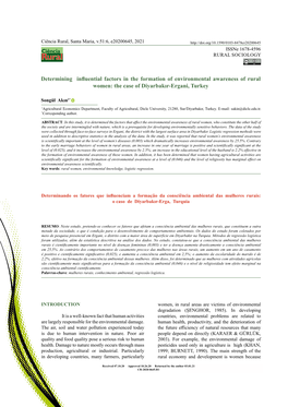 Determining Influential Factors in the Formation of Environmental Awareness of Rural Women: the Case of Diyarbakır-Ergani, Turkey