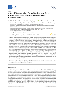 Altered Transcription Factor Binding and Gene Bivalency in Islets of Intrauterine Growth Retarded Rats