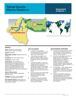 Yamal Nenets-Alberta Relations