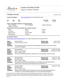 Location and History Profile Cardston County