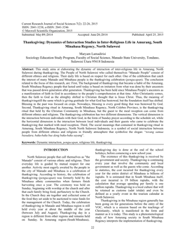 Dynamics of Interaction Studies in Inter-Religious Life in Amurang, South Minahasa Regency, North Sulawesi