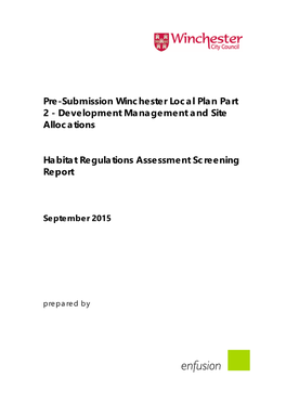 Pre-Submission Winchester Local Plan Part 2 - Development Management and Site Allocations