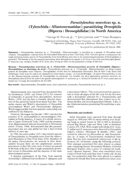 Parasitylenchus Nearcticus Sp.N. (Tylenchida : Allontonematidae