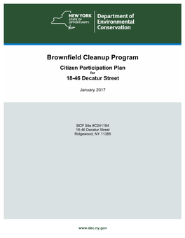 Brownfield Cleanup Program Citizen Participation Plan for 18-46 Decatur Street