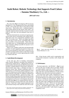 Sushi Robot: Robotic Technology That Supports Food Culture